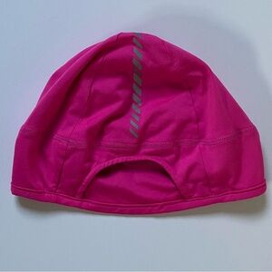 Under Armour Hat Beanie Womens One Size Fleece Lined Pink Pony Tail Skull Cap